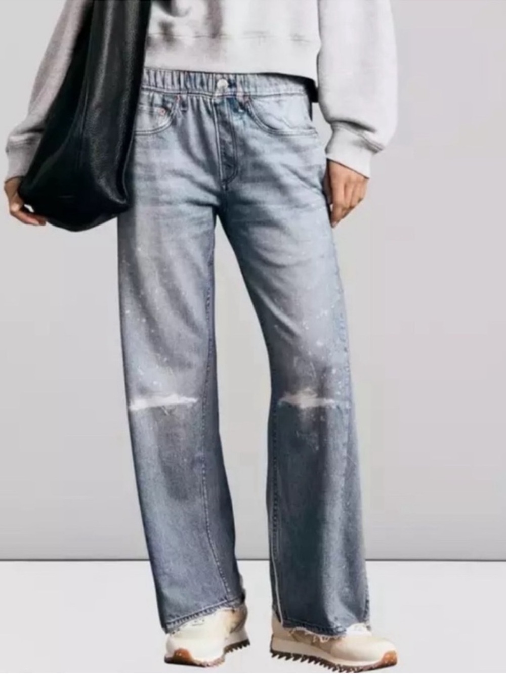 Rag & Bone Miramar Wide-Leg Pants Sweatpant Jeans in Albee Blue Small